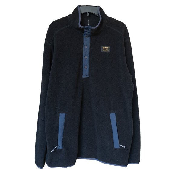 Burton Fleece Sweater Jacket Black Minimal Masculine Winter Snap Button Retool - Picture 1 of 9